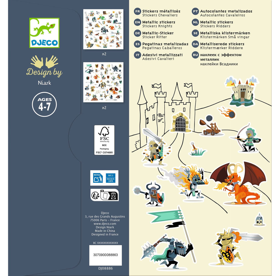 Djeco | Les Petits Cadeaux des Grands | Stickervellen Ridders | 4+ - Kleine Eland