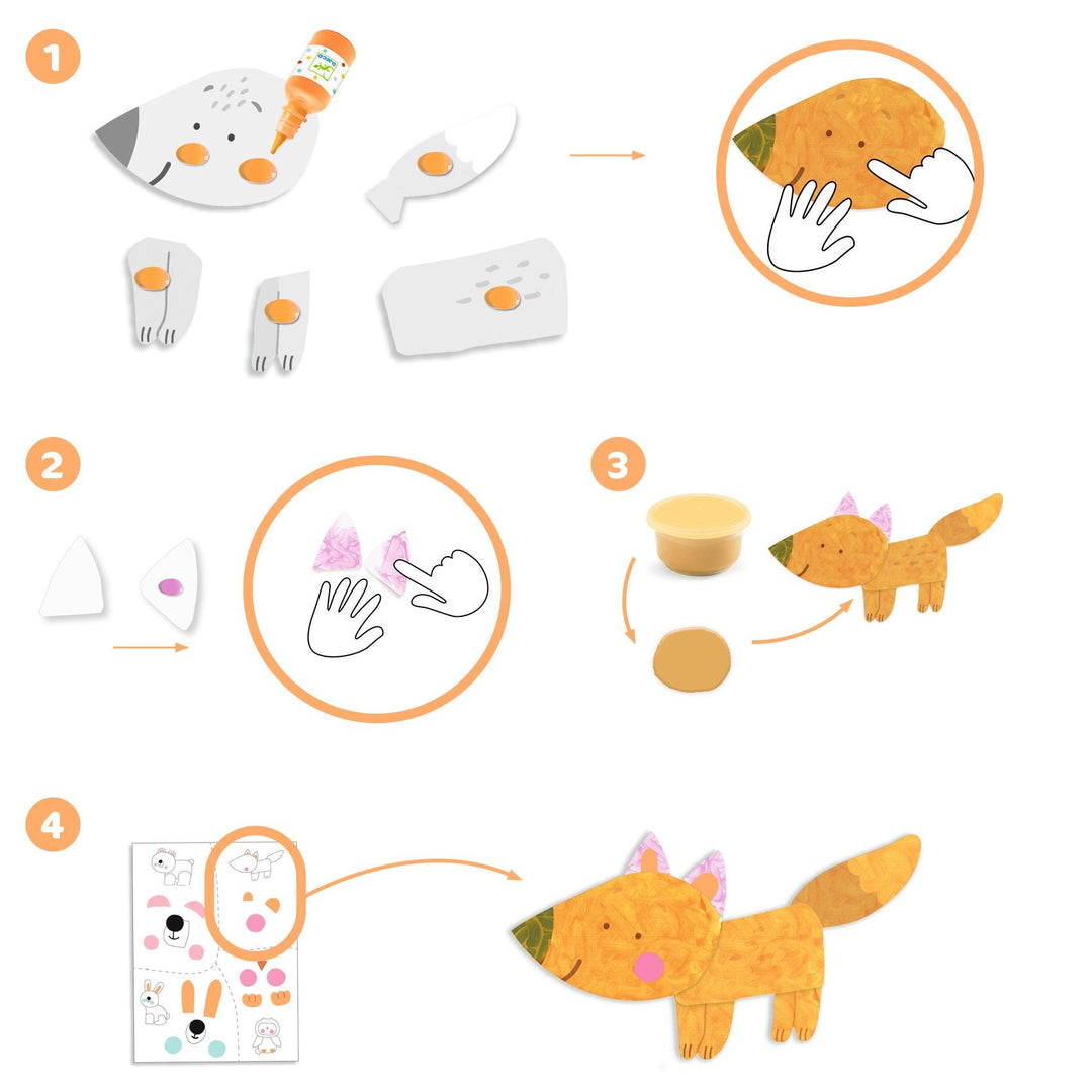Djeco | Les Petits | Kliederen | Vingerverf Dieren | +18 mnd - Kleine Eland