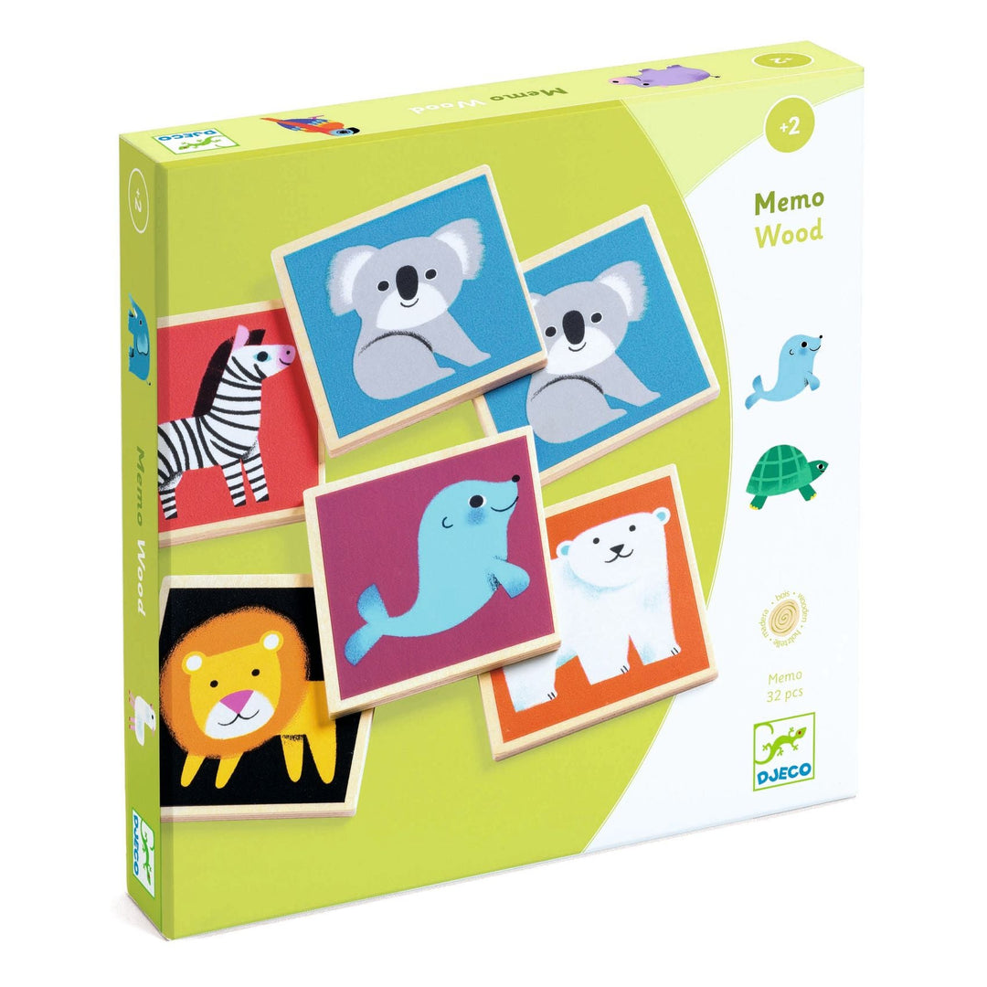 Djeco | Memo Wood | 32 delig | 2+ - Kleine Eland