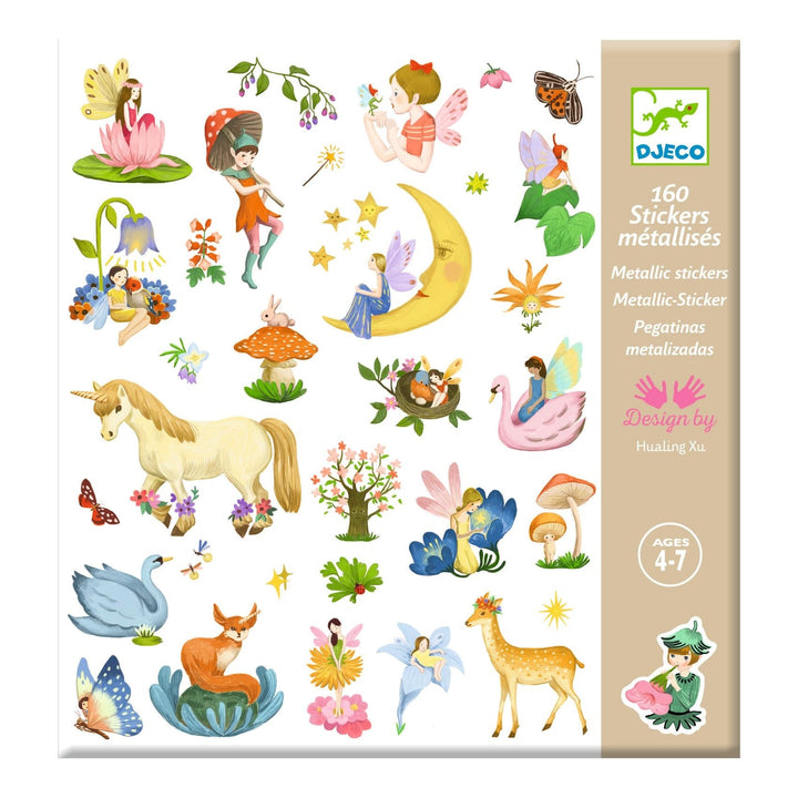 Djeco | Metallic Stickers | Fantasy | 160 stuks | 4+ - Kleine Eland