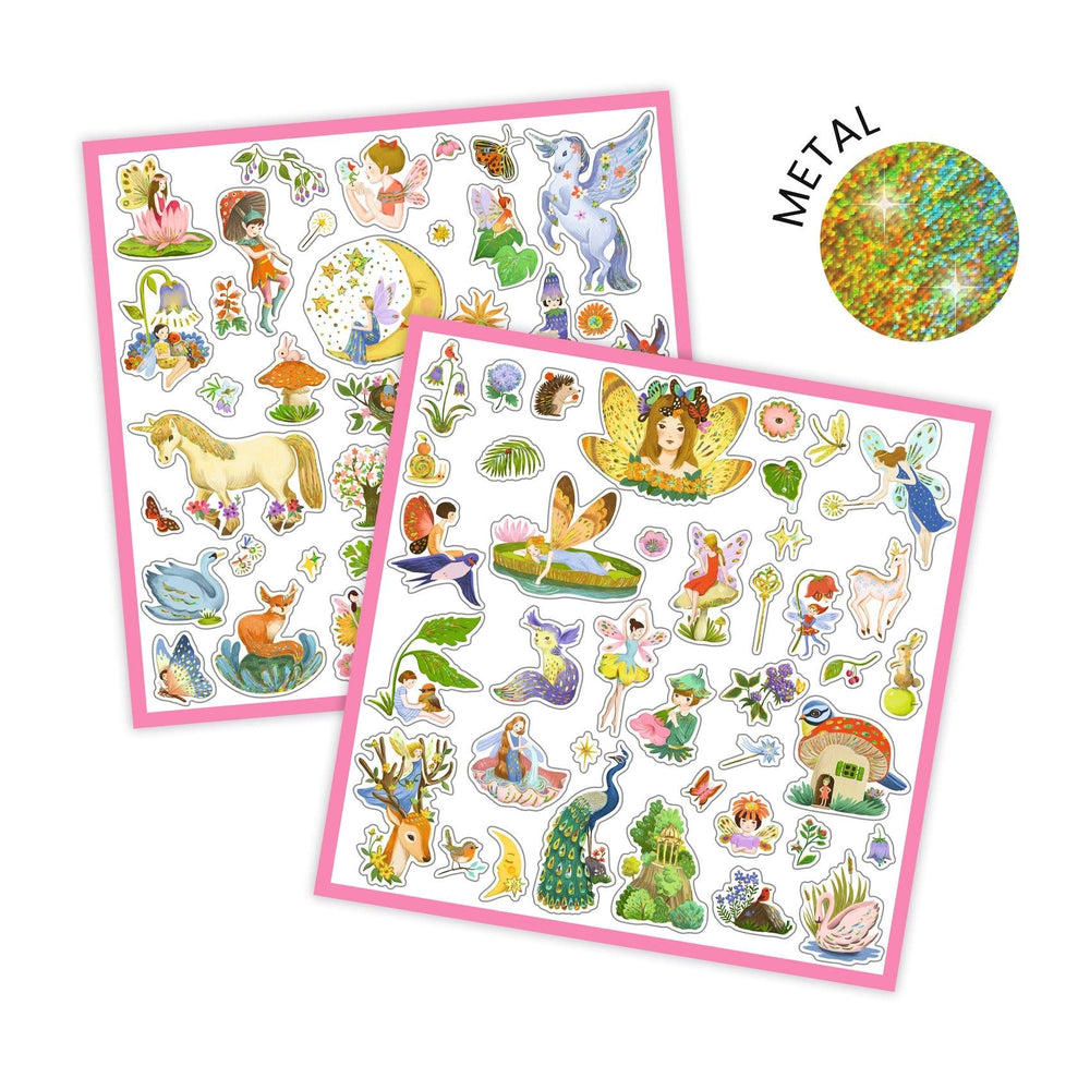 Djeco | Metallic Stickers | Fantasy | 160 stuks | 4+ - Kleine Eland