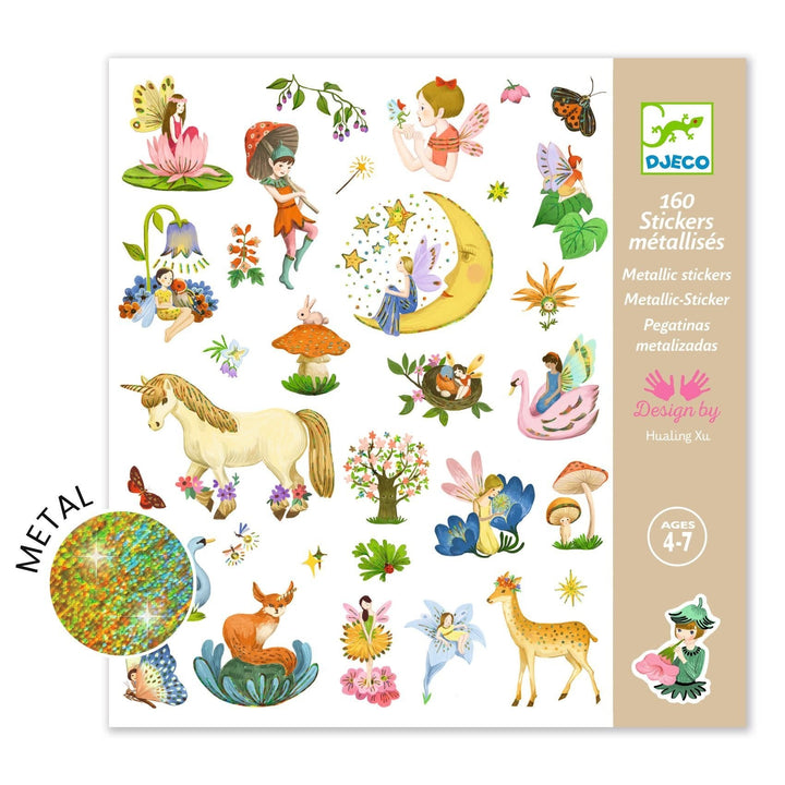 Djeco | Metallic Stickers | Fantasy | 160 stuks | 4+ - Kleine Eland