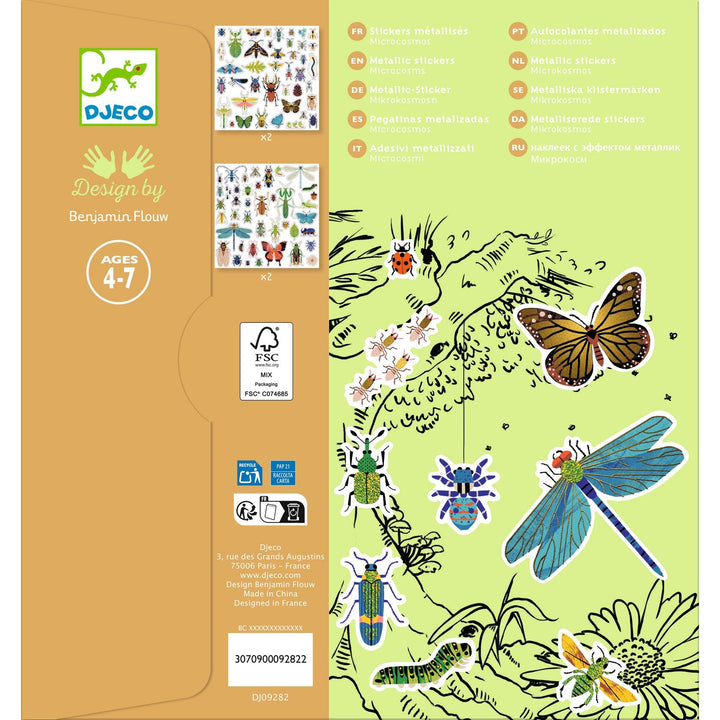 Djeco | Metallic Stickers | Microkosmos | 160 stuks | 4-7 jaar - Kleine Eland