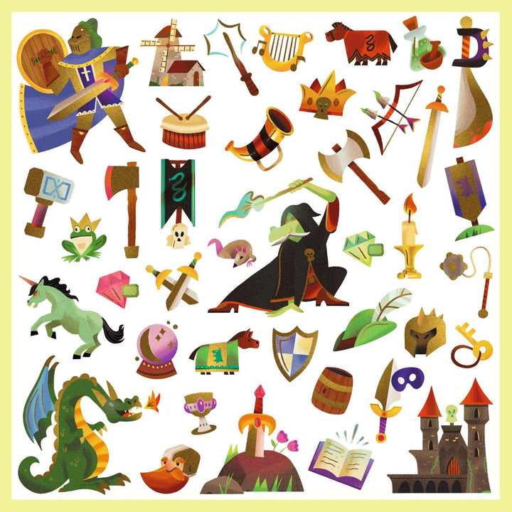Djeco | Metallic Stickers | Middeleeuwse Fantasie | 160 stuks | 4+ - Kleine Eland