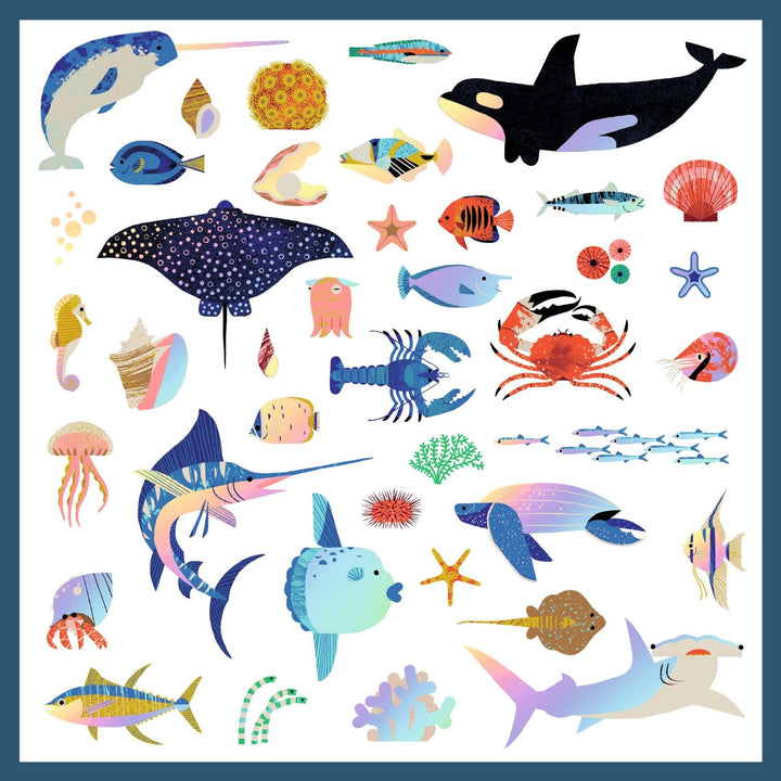 Djeco | Metallic Stickers | Ocean | 160 stuks | 4+ - Kleine Eland