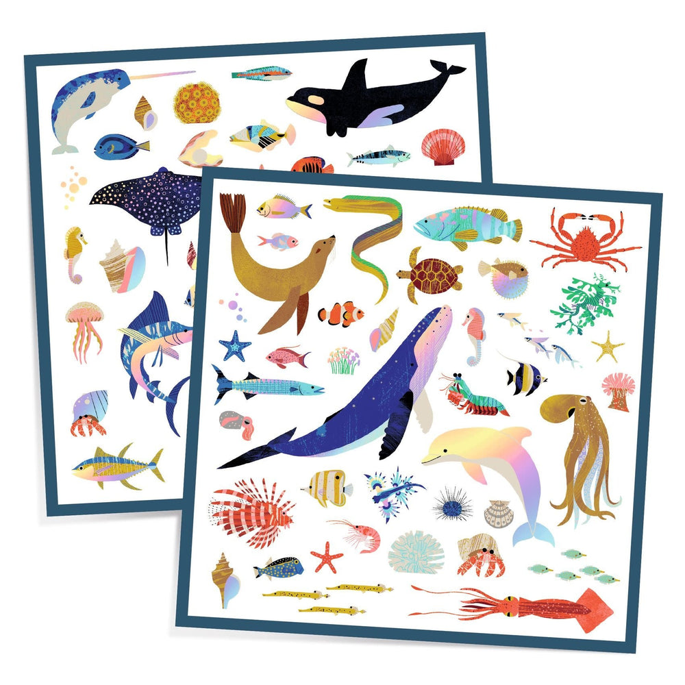 Djeco | Metallic Stickers | Ocean | 160 stuks | 4+ - Kleine Eland