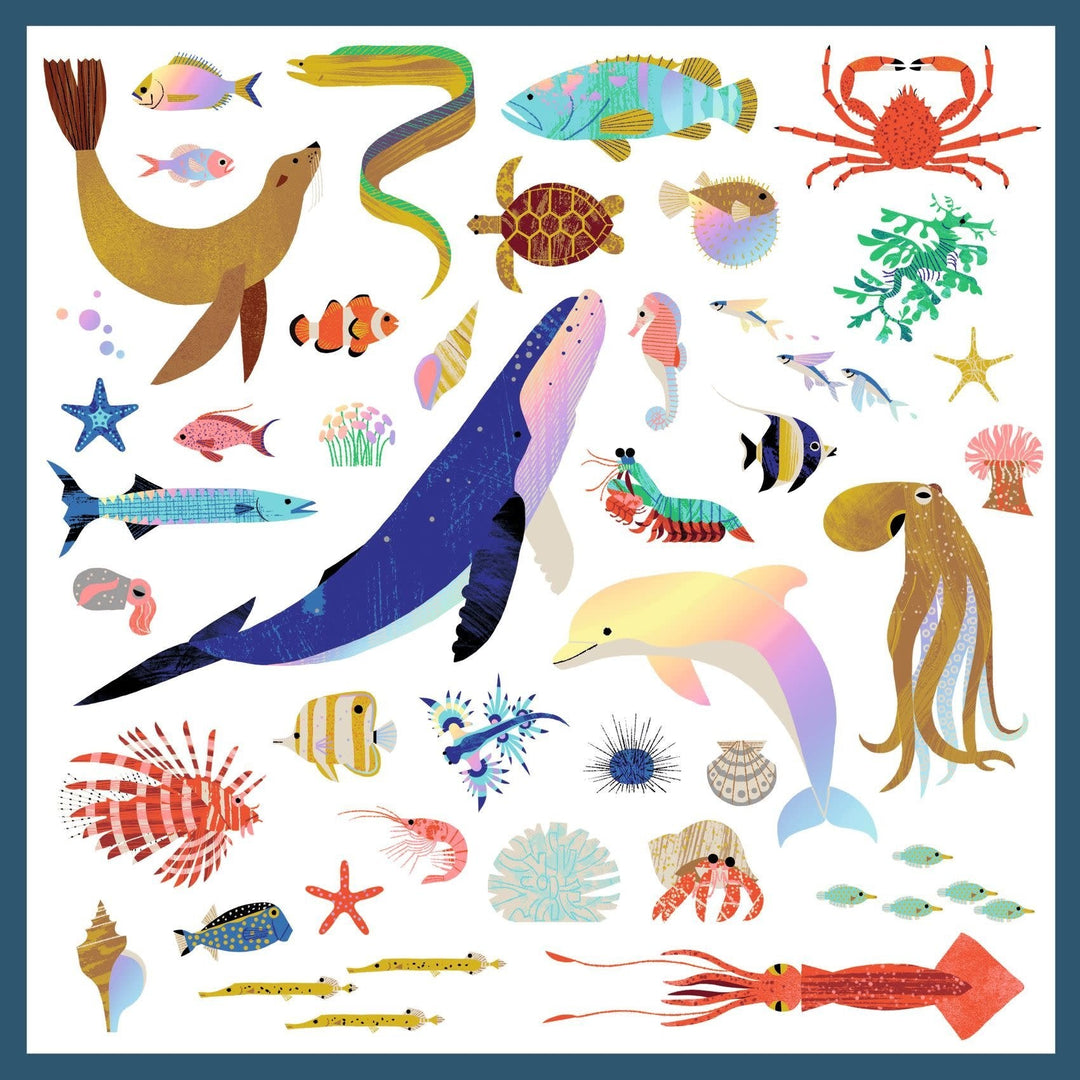 Djeco | Metallic Stickers | Ocean | 160 stuks | 4+ - Kleine Eland