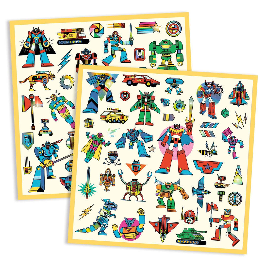Djeco | Metallic Stickers | Robots | 160 delig | 4+ - Kleine Eland