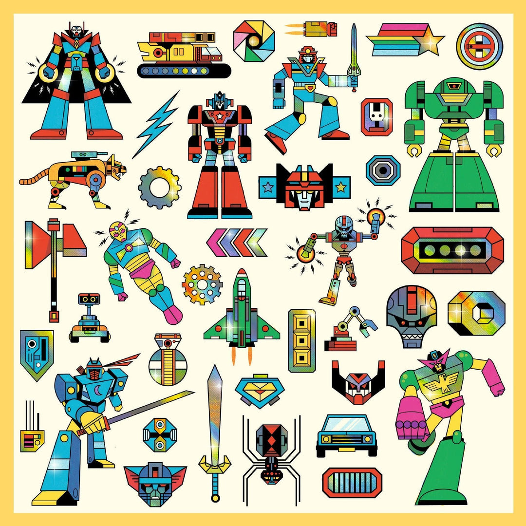 Djeco | Metallic Stickers | Robots | 160 delig | 4+ - Kleine Eland