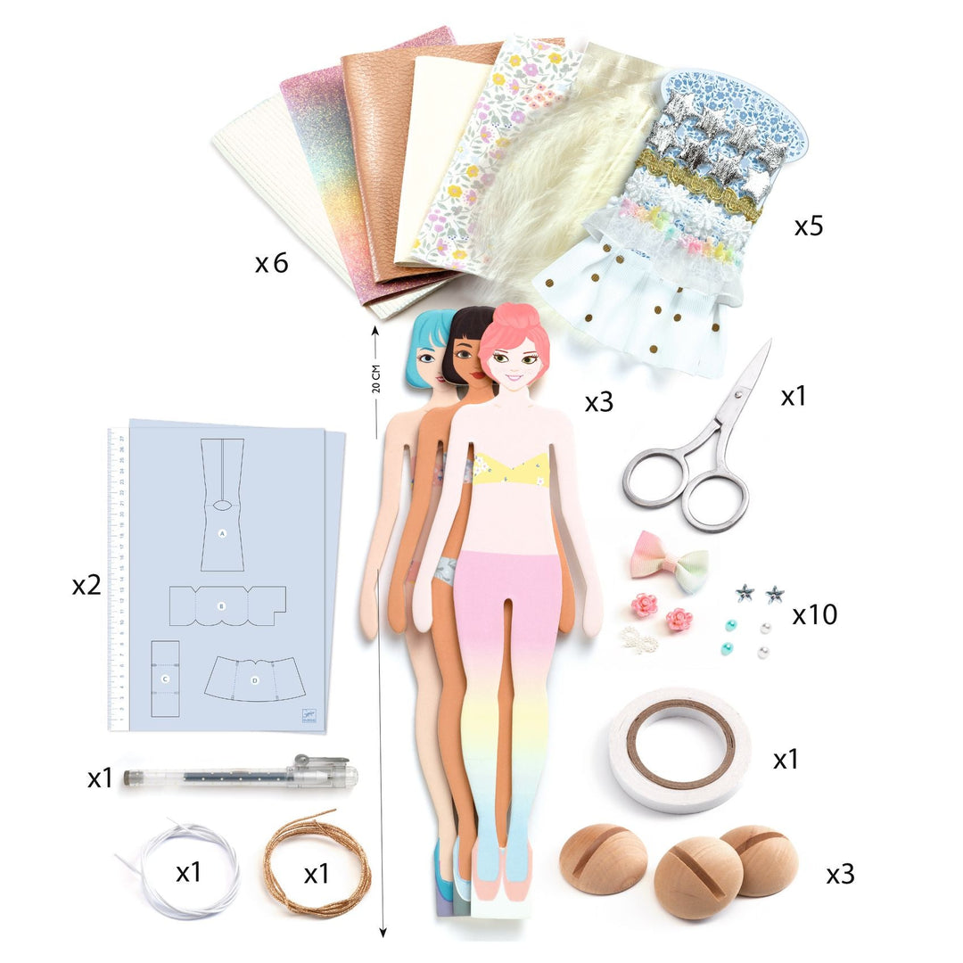 Djeco | Mode by Caroline | Modebox met echte stof | 7-12 jaar - Kleine Eland