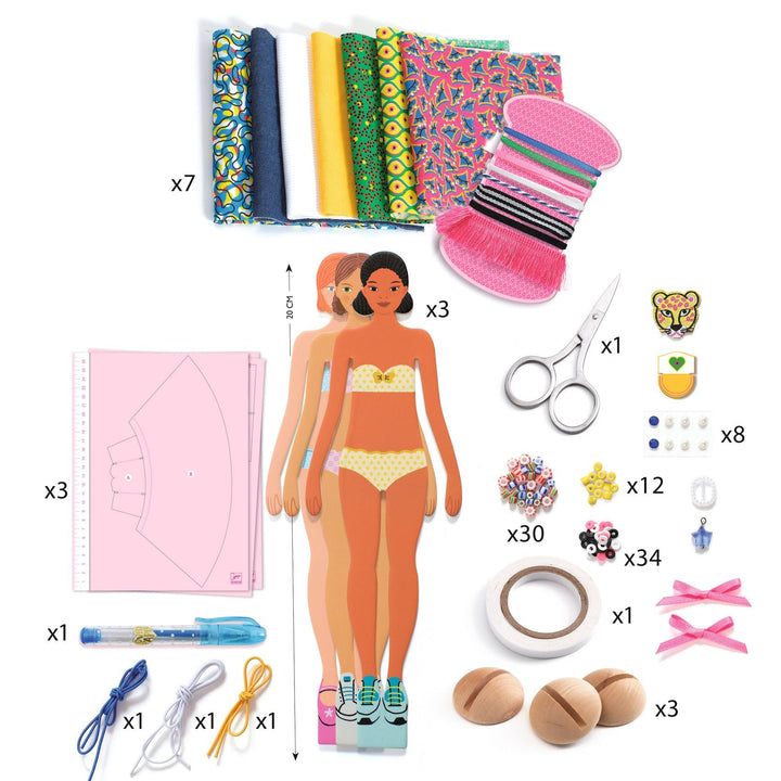 Djeco | Mode by Magali | Modebox met echte stof | 7-12 jaar - Kleine Eland