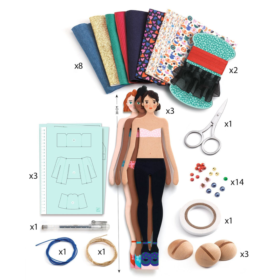 Djeco | Mode by Marie | Modebox met echte stof | 7-12 jaar - Kleine Eland