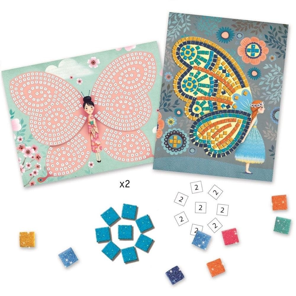 Djeco | Mozaïek | Kunst op Nummer | Glitter | Vlinders | 5-8 jaar - Kleine Eland