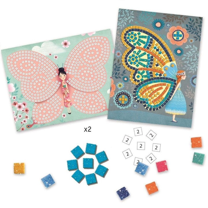 Djeco | Mozaïek | Kunst op Nummer | Glitter | Vlinders | 5-8 jaar - Kleine Eland
