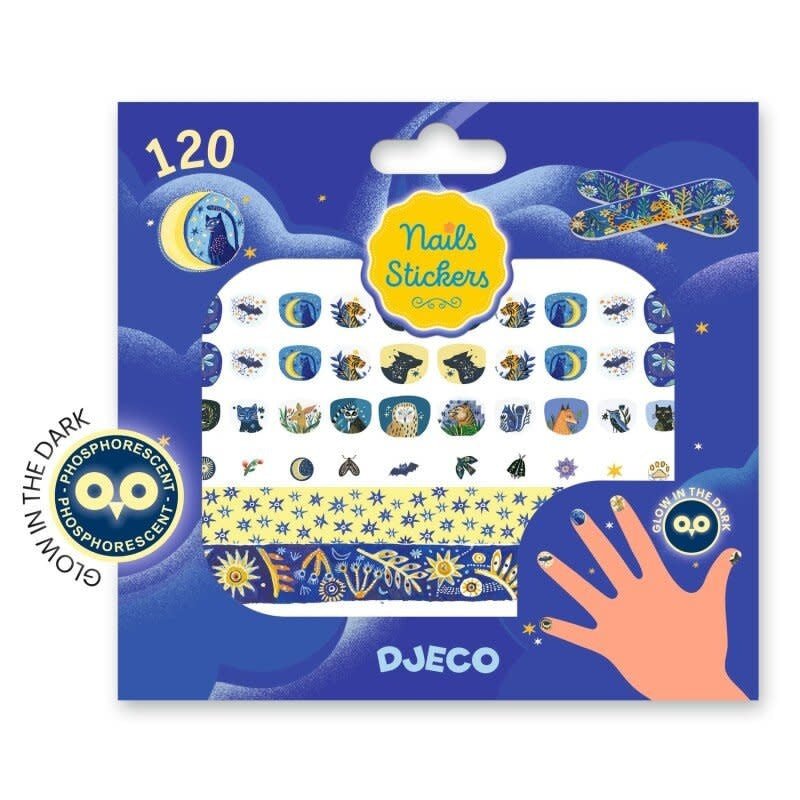 Djeco | Nails Stickers | 120 pieces | Moonlight Reflections | Glow in the Dark | 4 - 8 year - Kleine Eland