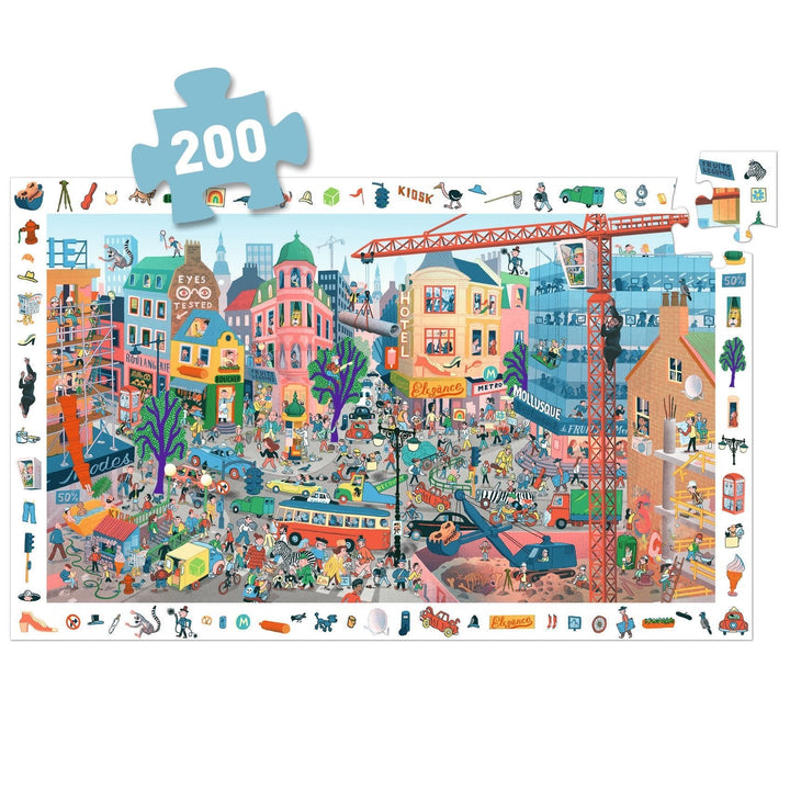 Djeco | Observation Puzzle | De stad | 200 stukjes | 6+ - Kleine Eland