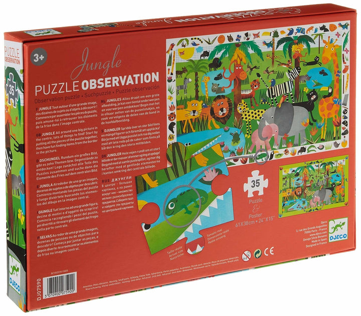 Djeco | Observation Puzzle | Jungle | 35 stukjes | 3+ - Kleine Eland