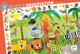 Djeco | Observation Puzzle | Jungle | 35 stukjes | 3+ - Kleine Eland