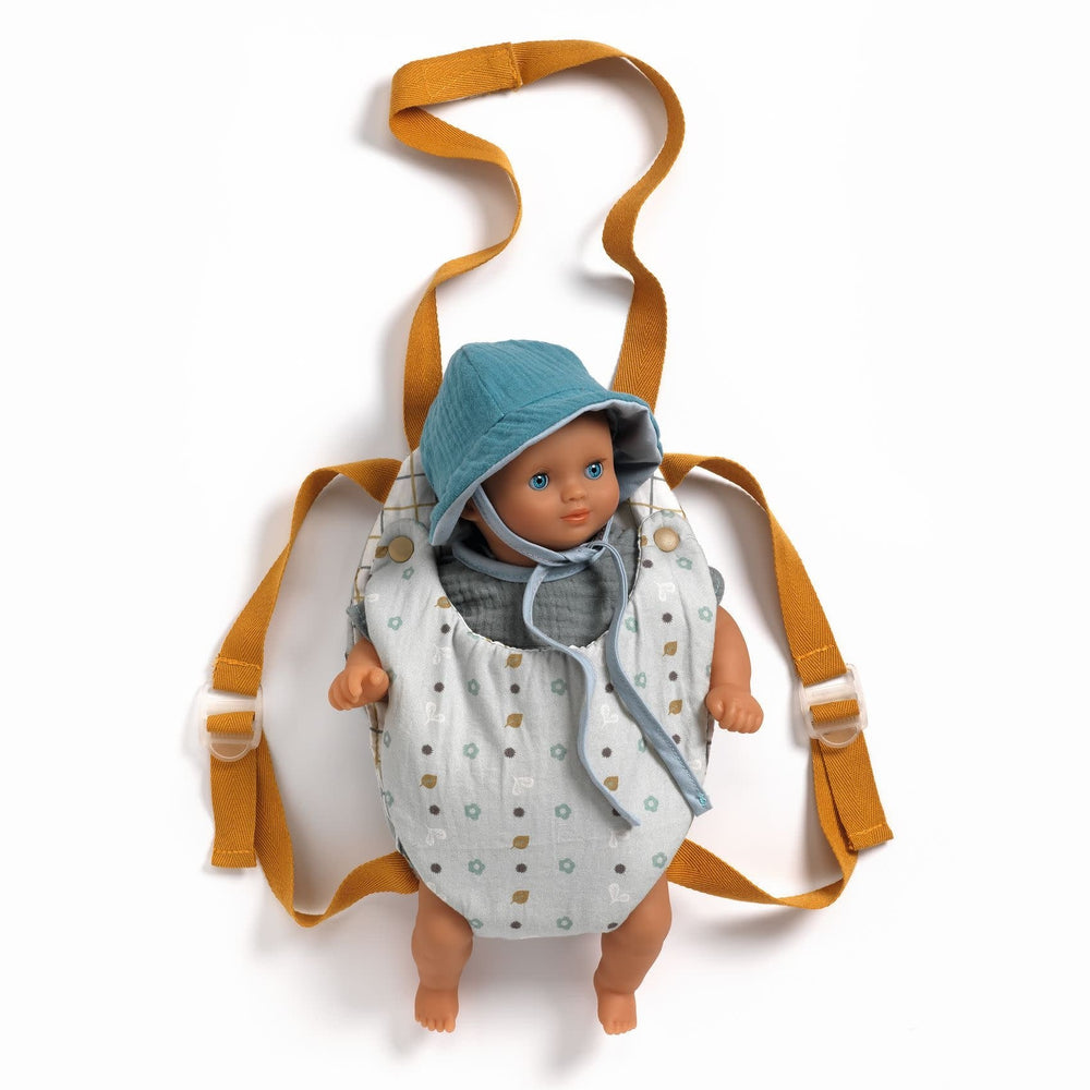 Djeco | Pomea Poppen Collectie | Babydraagzak | Blue Gray | 3+ - Kleine Eland