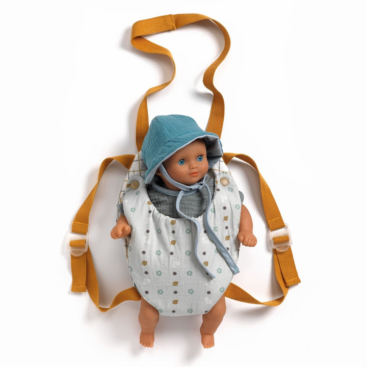 Djeco | Pomea Poppen Collectie | Babydraagzak | Blue Gray | 3+ - Kleine Eland