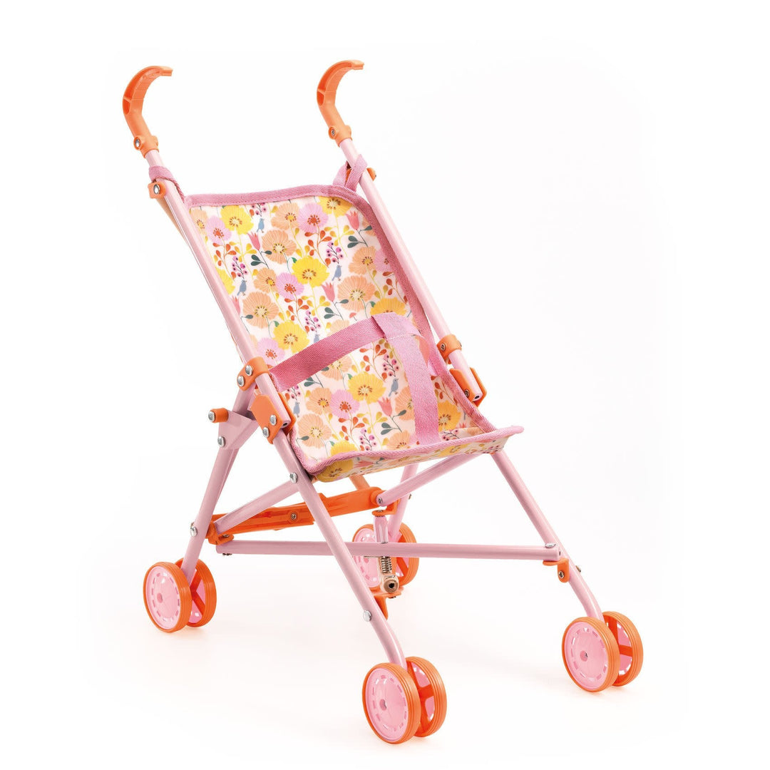 Djeco | Pomea Poppen Collectie | Poppenbuggy | Flowers | 54 cm | 2+ - Kleine Eland
