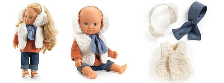 Djeco | Pomea Poppen Collectie | Poppenkleding | 30 - 34 cm | Outfit Moumout | 3 delig | +18 mnd - Kleine Eland
