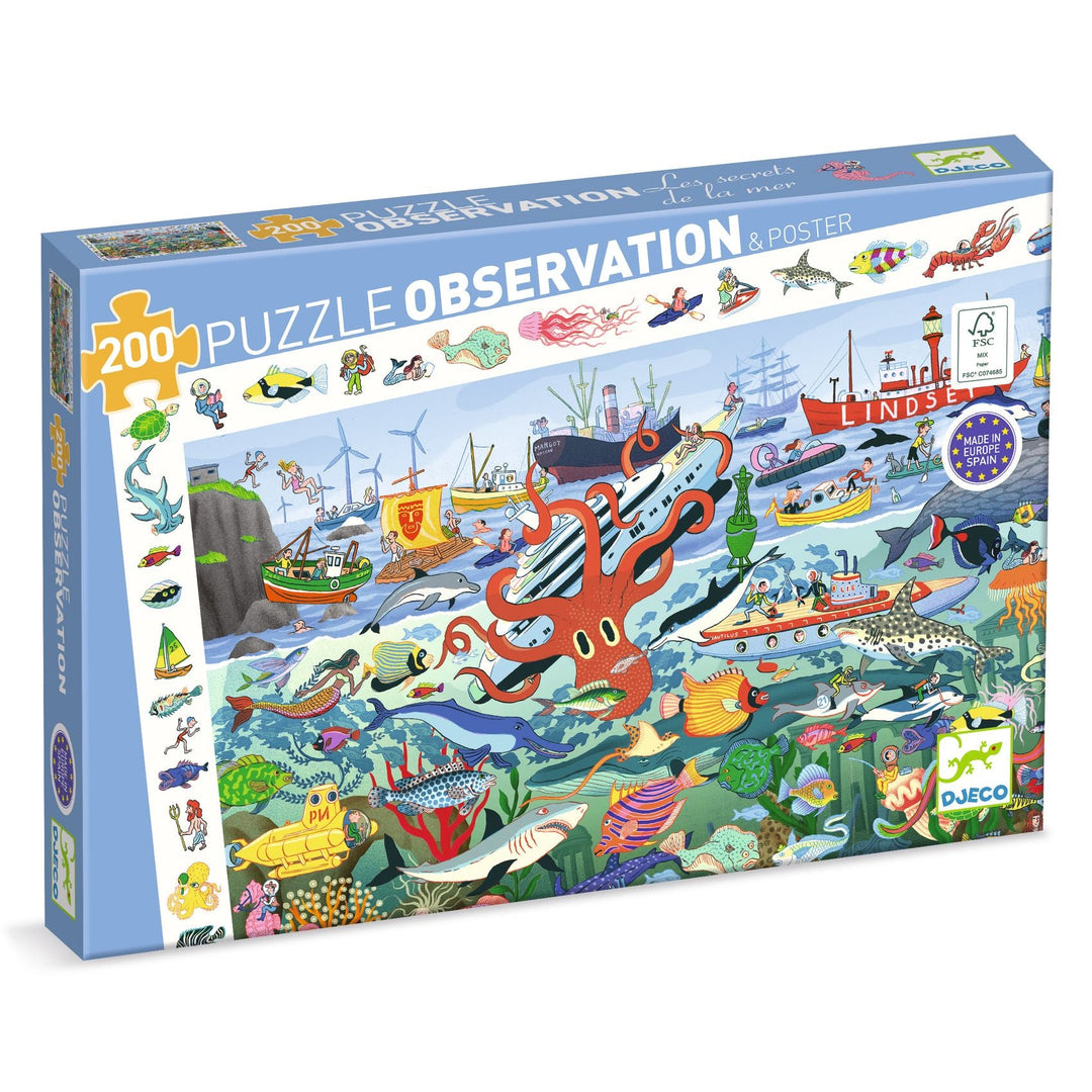 Djeco | Puzzel | De geheimen van de zee | 200 stukjes | 6+ - Kleine Eland