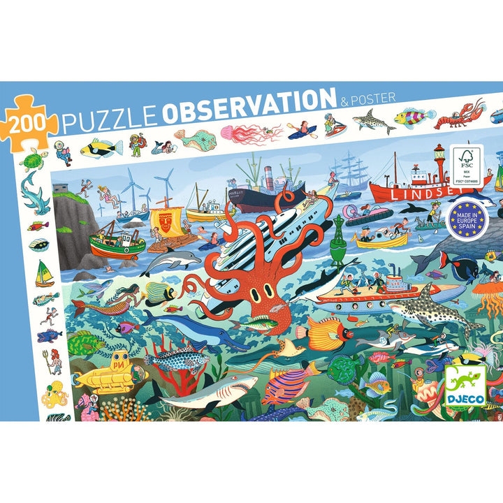 Djeco | Puzzel | De geheimen van de zee | 200 stukjes | 6+ - Kleine Eland