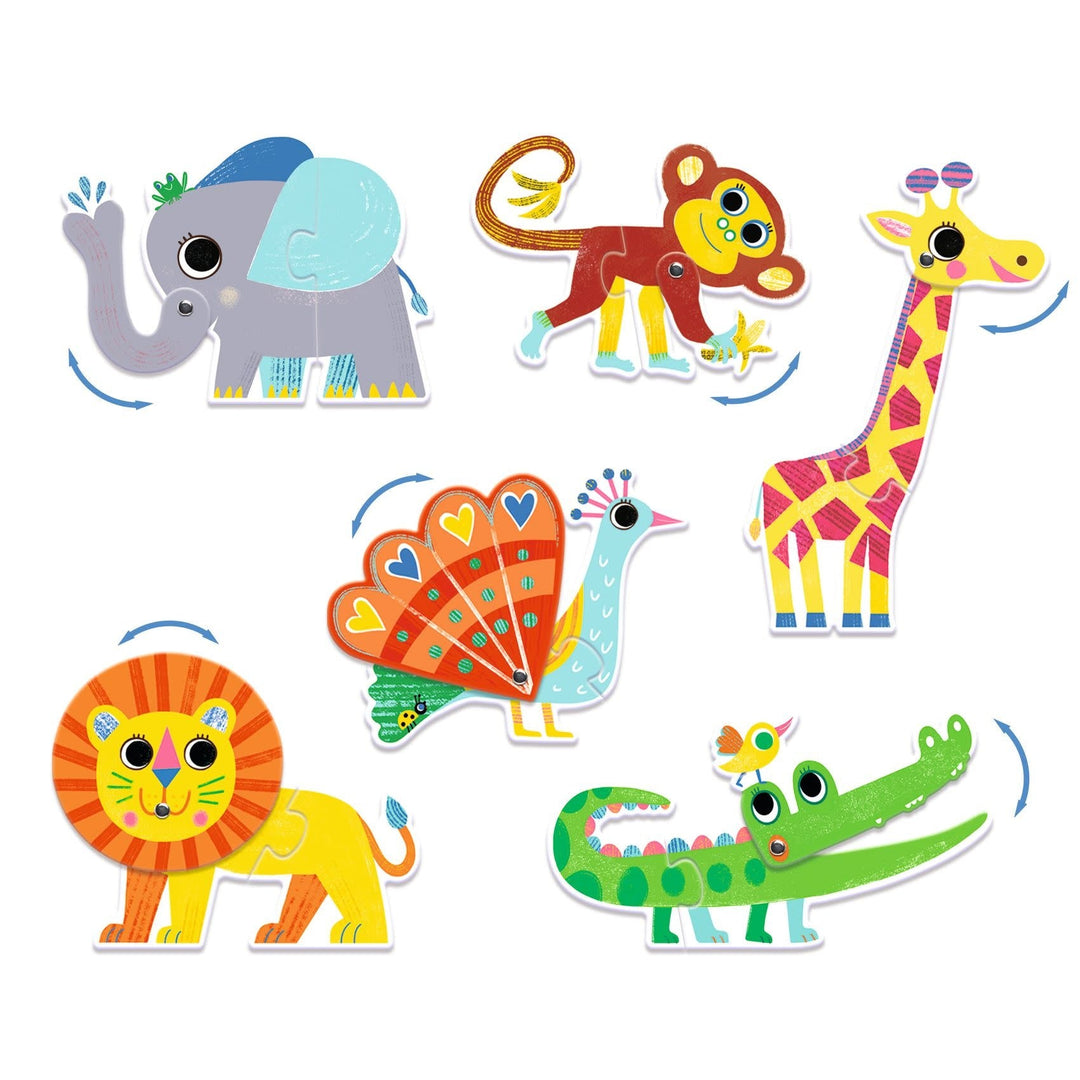 Djeco | Puzzel Duo | Dieren | Bewegend | 12 delig | 2+ - Kleine Eland