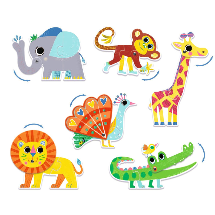 Djeco | Puzzel Duo | Dieren | Bewegend | 12 delig | 2+ - Kleine Eland