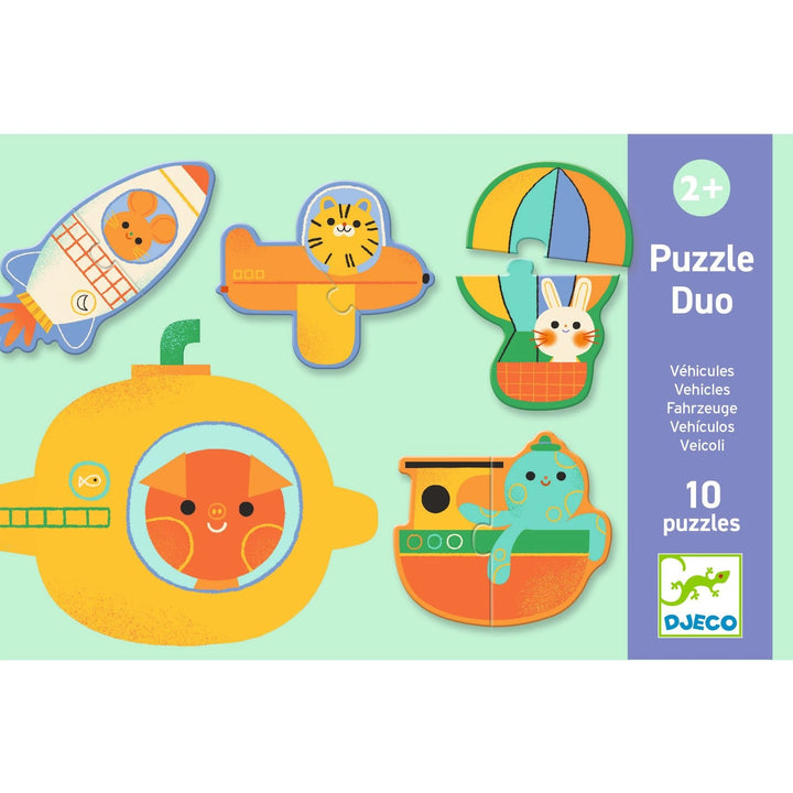 Djeco | Puzzel Duo | Voertuigen | 20 delig | 2+ - Kleine Eland