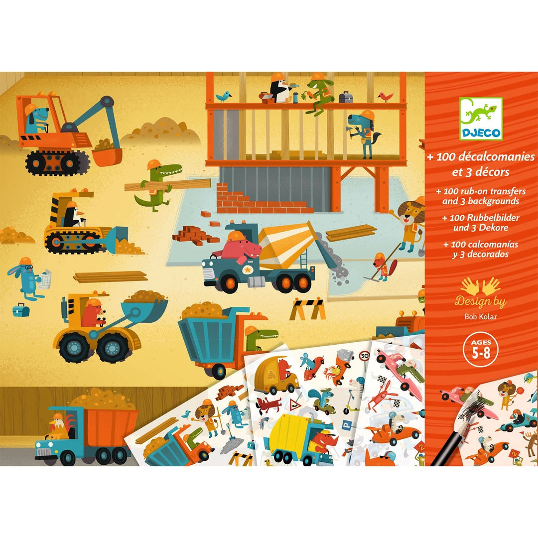 Djeco | Rub on Transferstickers | Asfalt | 5 - 8 jaar - Kleine Eland