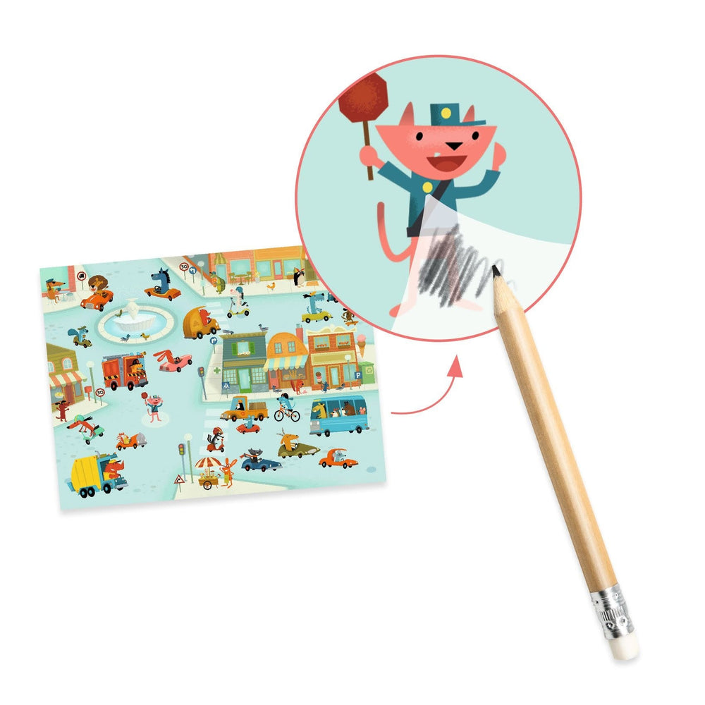 Djeco | Rub on Transferstickers | Asfalt | 5 - 8 jaar - Kleine Eland