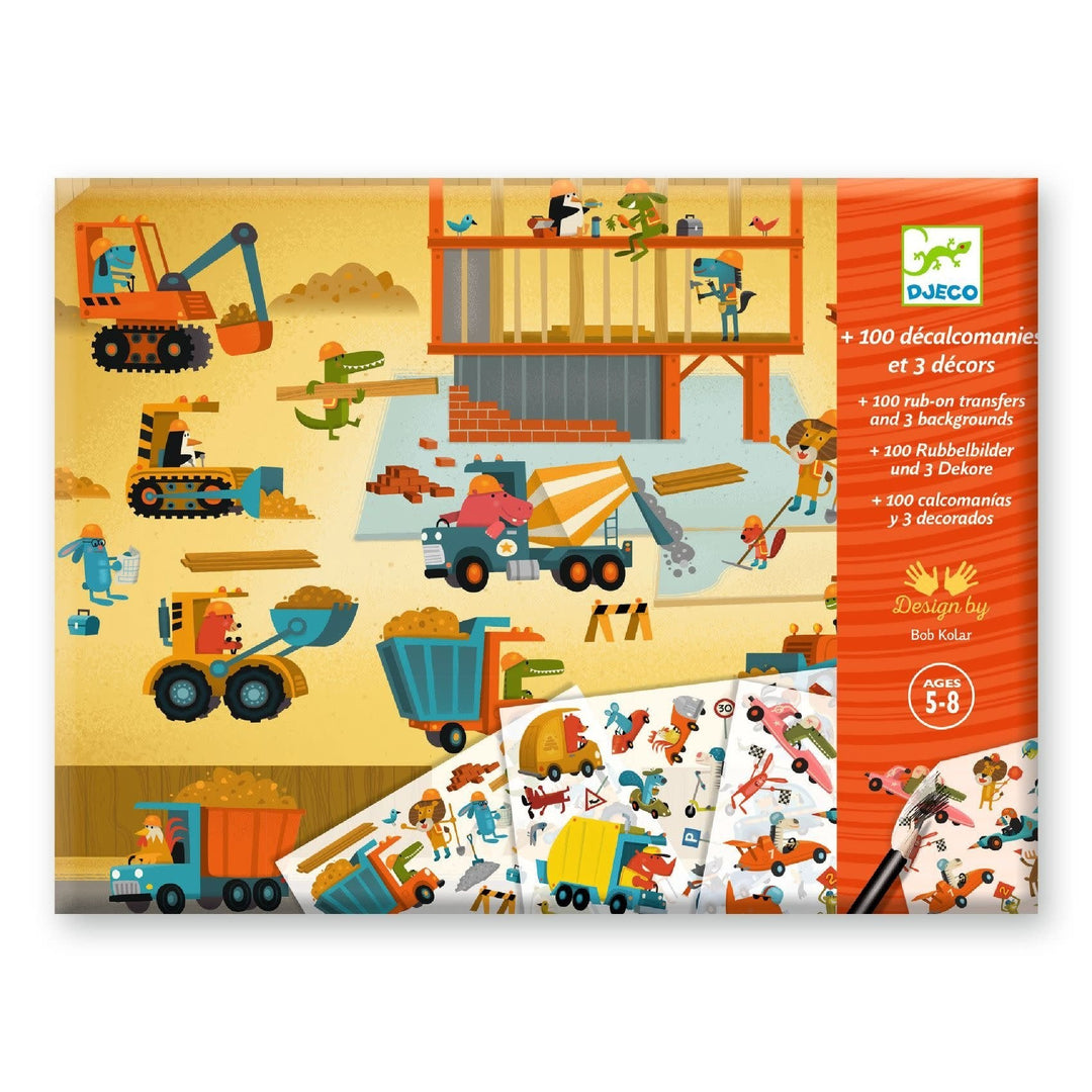 Djeco | Rub on Transferstickers | Asfalt | 5 - 8 jaar - Kleine Eland