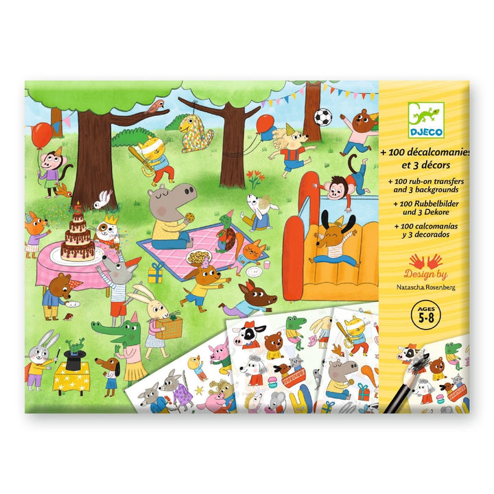 Djeco | Rub on Transferstickers | Het is feest! | 5 - 8 jaar - Kleine Eland