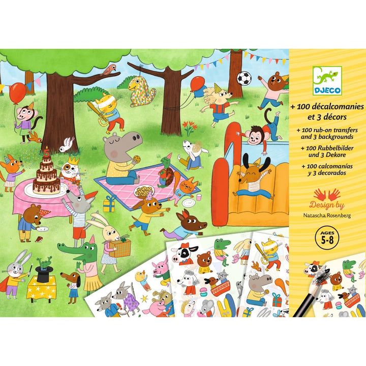 Djeco | Rub on Transferstickers | Het is feest! | 5 - 8 jaar - Kleine Eland