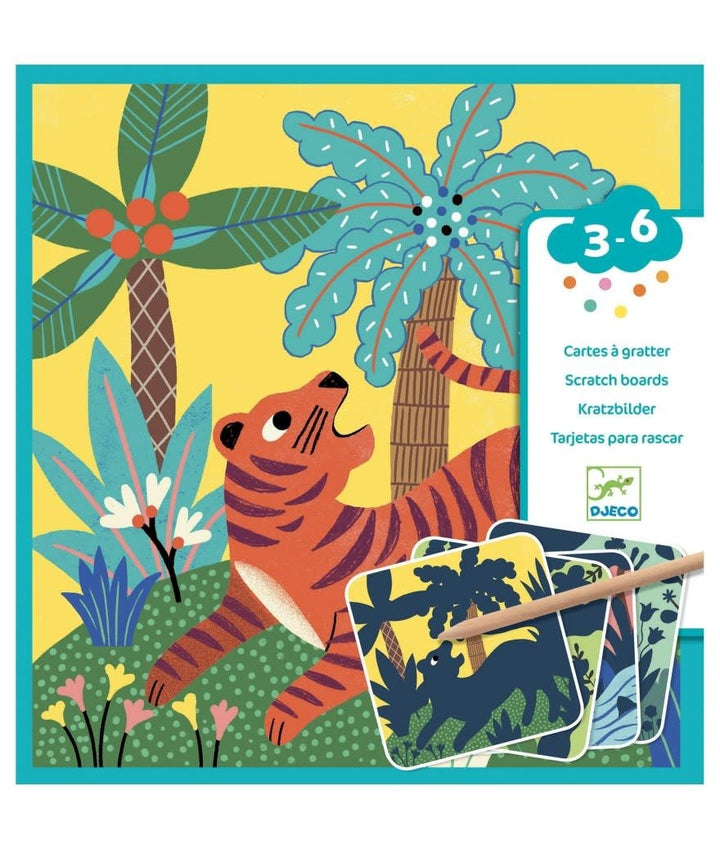 Djeco | Scratch Cards | 4 delig | Grote Beesten | 3 - 6 jaar - Kleine Eland