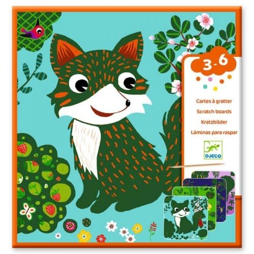 Djeco | Scratch Cards | 4 delig | Land Dieren | 3 - 6 jaar - Kleine Eland