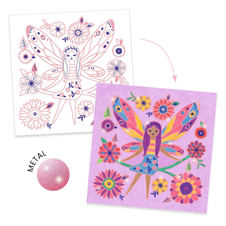 Djeco | Shiny Colouring | Little Wings | 5 - 8 jaar - Kleine Eland