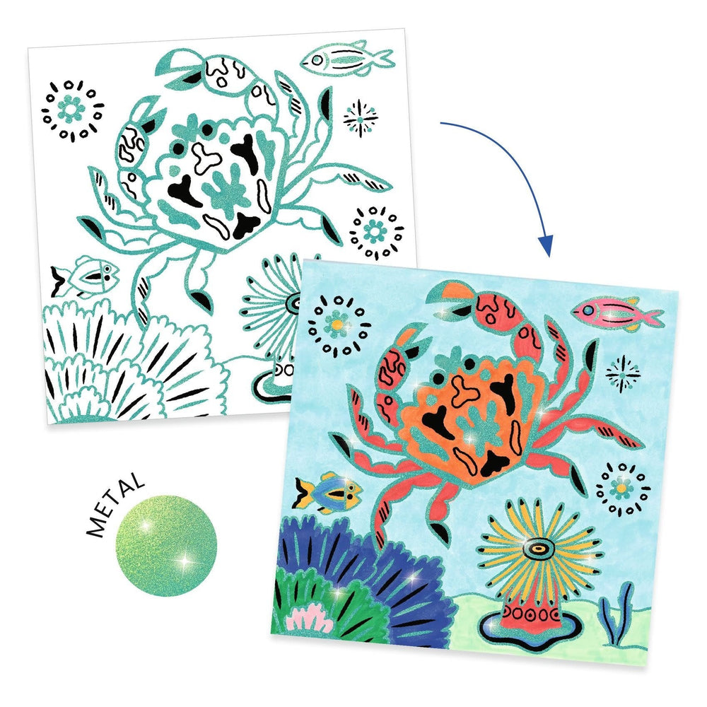 Djeco | Shiny Colouring | Under the Sea | 5 - 8 jaar - Kleine Eland