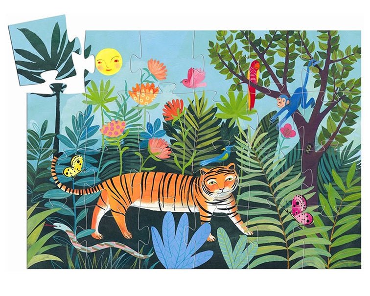 Djeco | Silhouette Puzzle | The Tiger´s Walk | 24 delig | 3+ - Kleine Eland