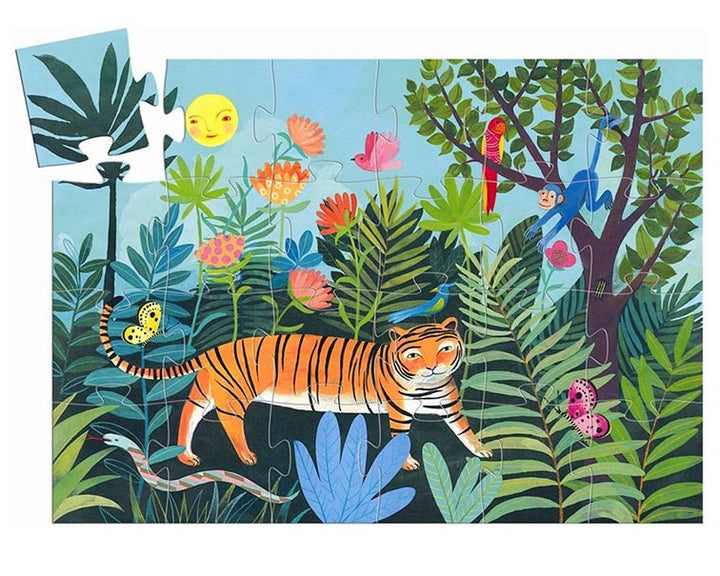 Djeco | Silhouette Puzzle | The Tiger´s Walk | 24 delig | 3+ - Kleine Eland