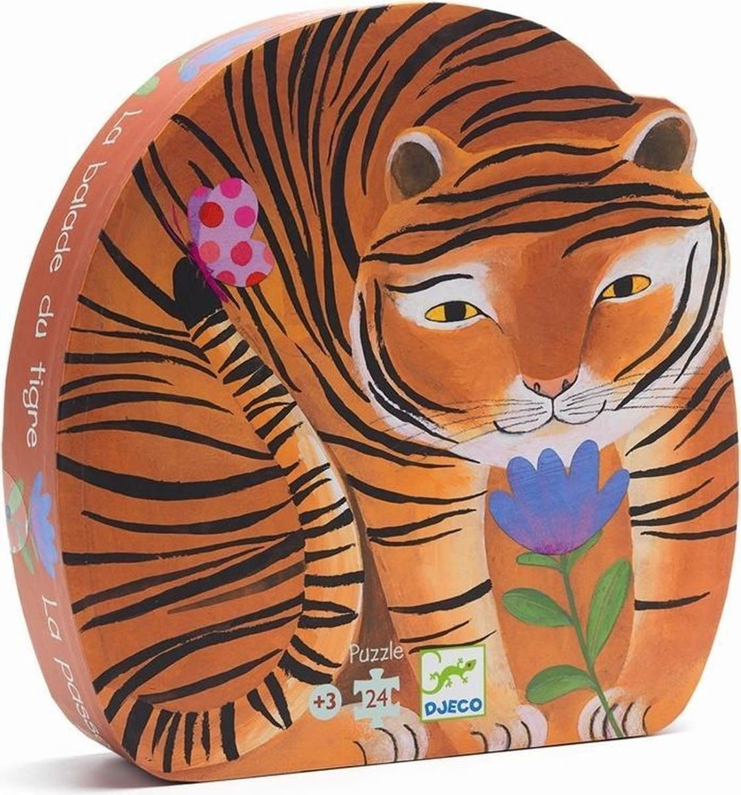 Djeco | Silhouette Puzzle | The Tiger´s Walk | 24 delig | 3+ - Kleine Eland
