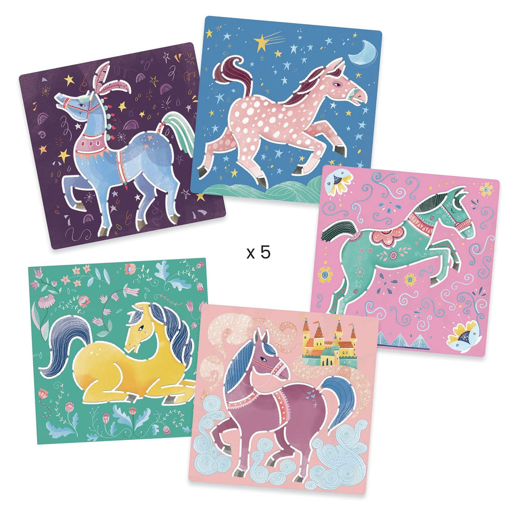 Djeco | Sjablonen | Paarden | 5 delig | 4 - 7 jaar - Kleine Eland