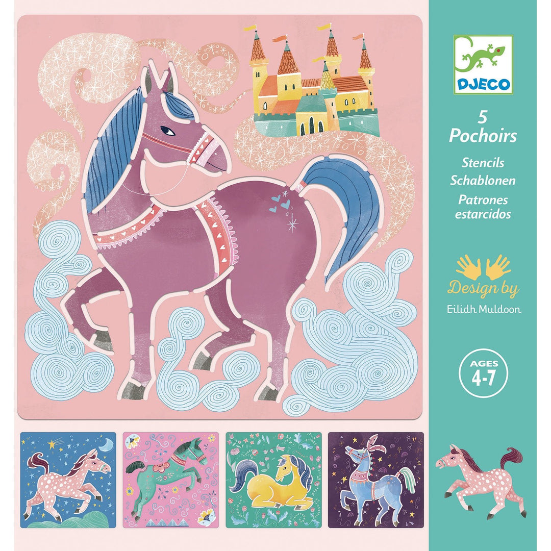 Djeco | Sjablonen | Paarden | 5 delig | 4 - 7 jaar - Kleine Eland
