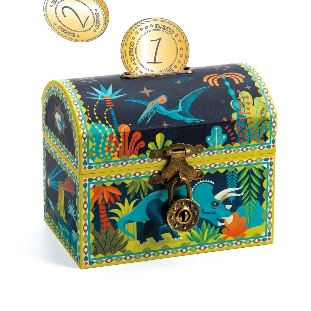 Djeco | Spaarpot | Schatkist | 8 x 12 x 10 cm | Dinosaurus - Kleine Eland