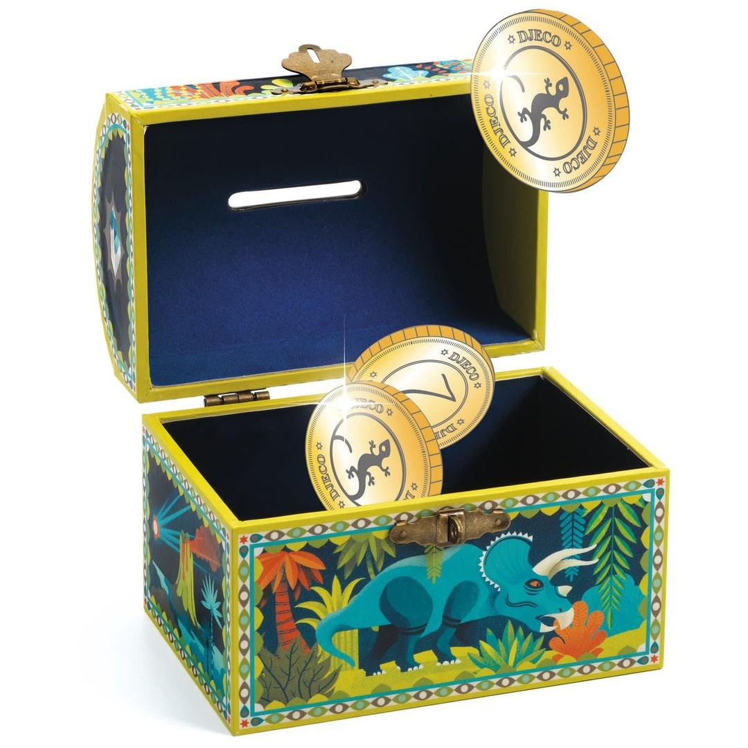 Djeco | Spaarpot | Schatkist | 8 x 12 x 10 cm | Dinosaurus - Kleine Eland