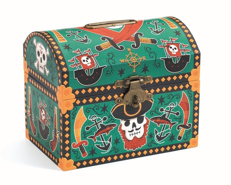 Djeco | Spaarpot | Schatkist | 8 x 12 x 10 cm | Piraten - Kleine Eland