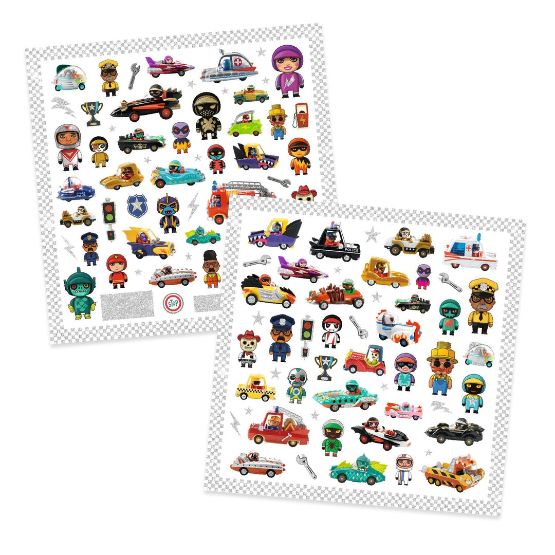 Djeco | Stickers | De Wereld van Crazy Motors | 4+ - Kleine Eland