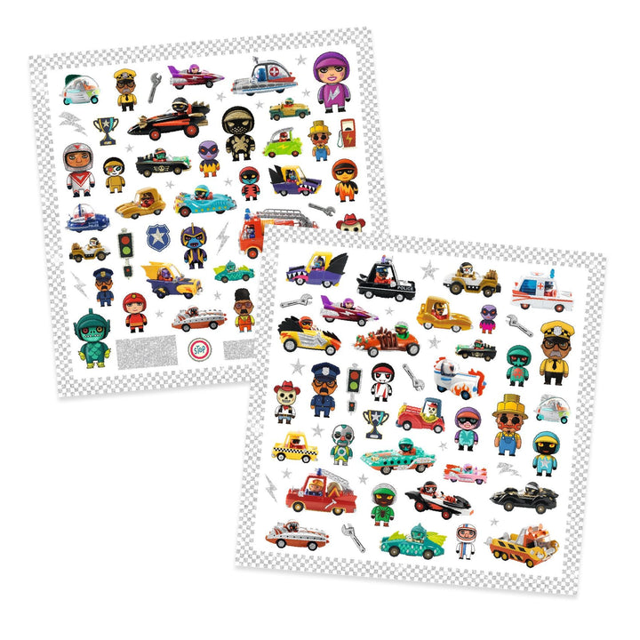 Djeco | Stickers | De Wereld van Crazy Motors | 4+ - Kleine Eland